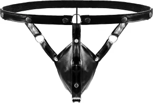 Maiyifu-GJ Men's Sexy Briefs Faux Leather Jockstrap Thong See Through Bulge Pouch Sexy Underwear Bikini Panties Underpants