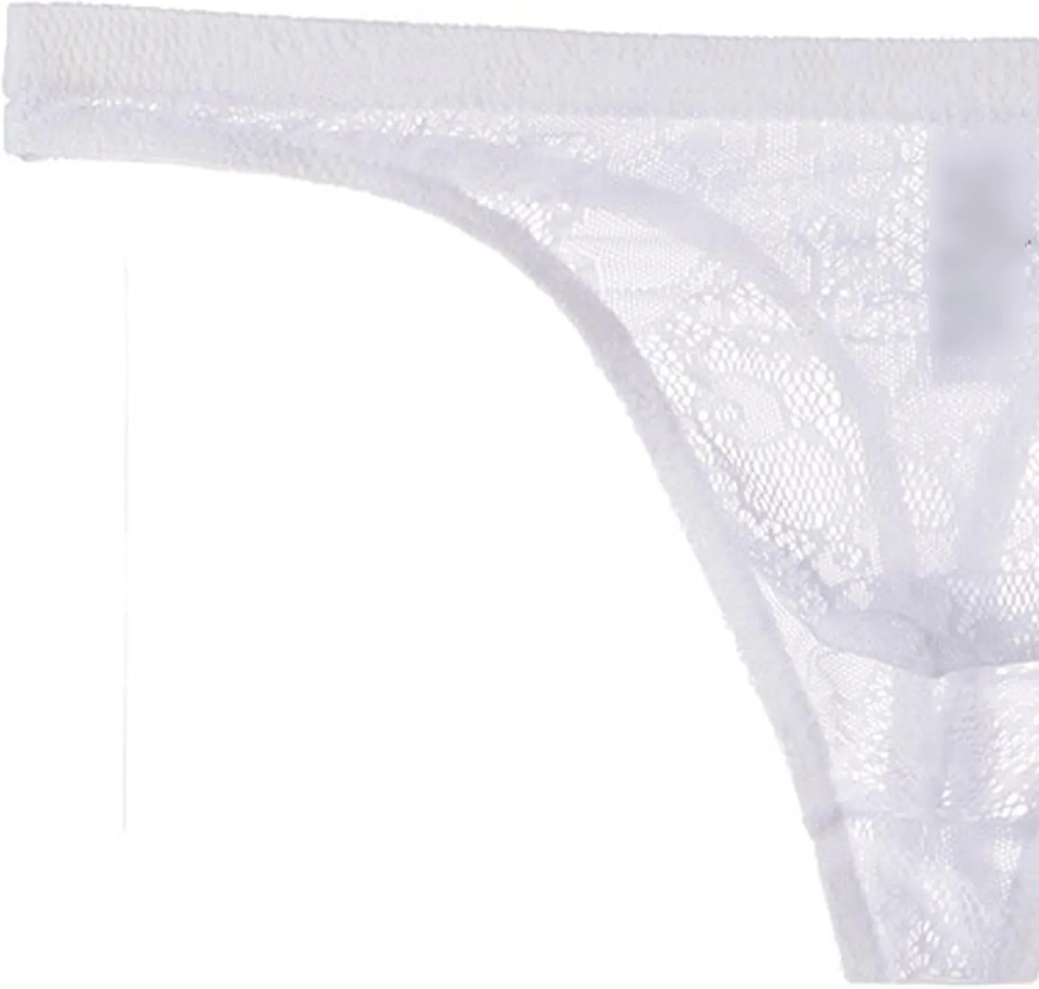 Maiyifu-GJ Men's Sexy G-String T-Back Underwear Mesh Frilly Sissy Low-Rise Bikini Briefs Sheer Lace Thong Panties