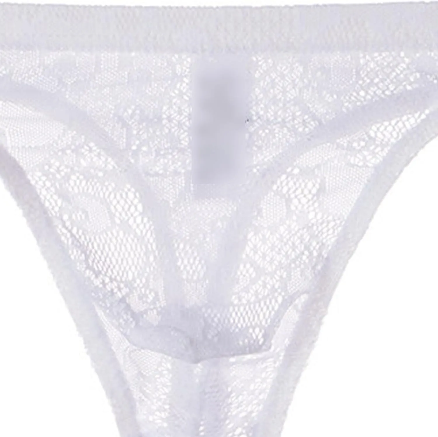 Maiyifu-GJ Men's Sexy G-String T-Back Underwear Mesh Frilly Sissy Low-Rise Bikini Briefs Sheer Lace Thong Panties