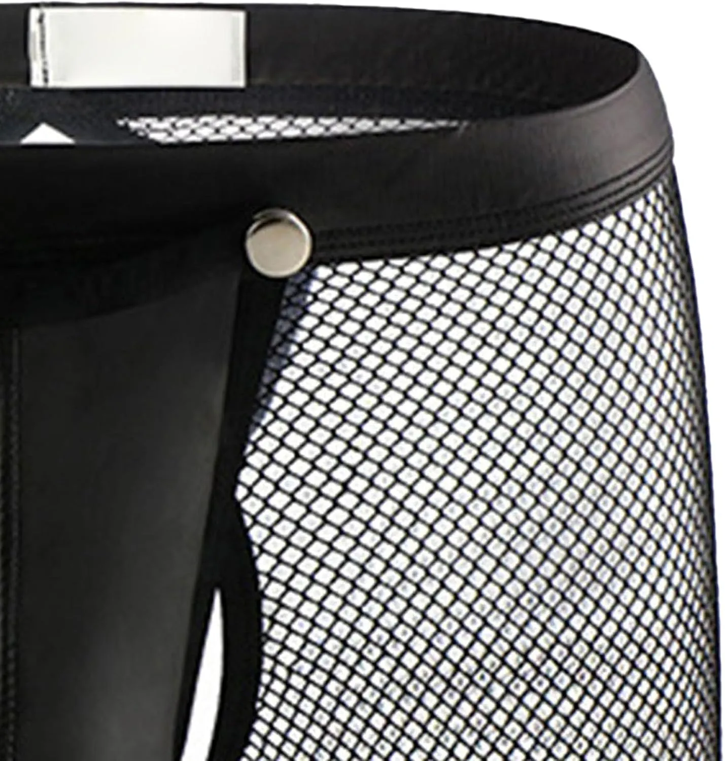 Maiyifu-GJ See Through Underwear for Men Sexy Mesh Breathable Shorts Briefs Faux Leather Short Pants Fishnet Panties
