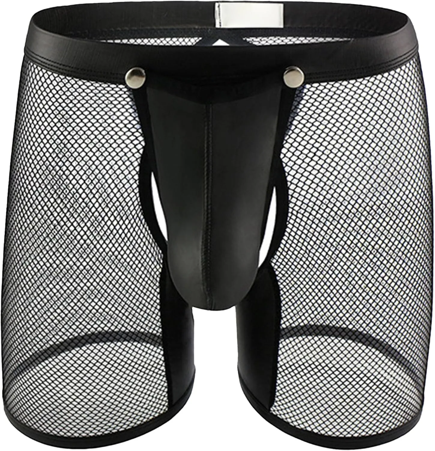 Maiyifu-GJ See Through Underwear for Men Sexy Mesh Breathable Shorts Briefs Faux Leather Short Pants Fishnet Panties