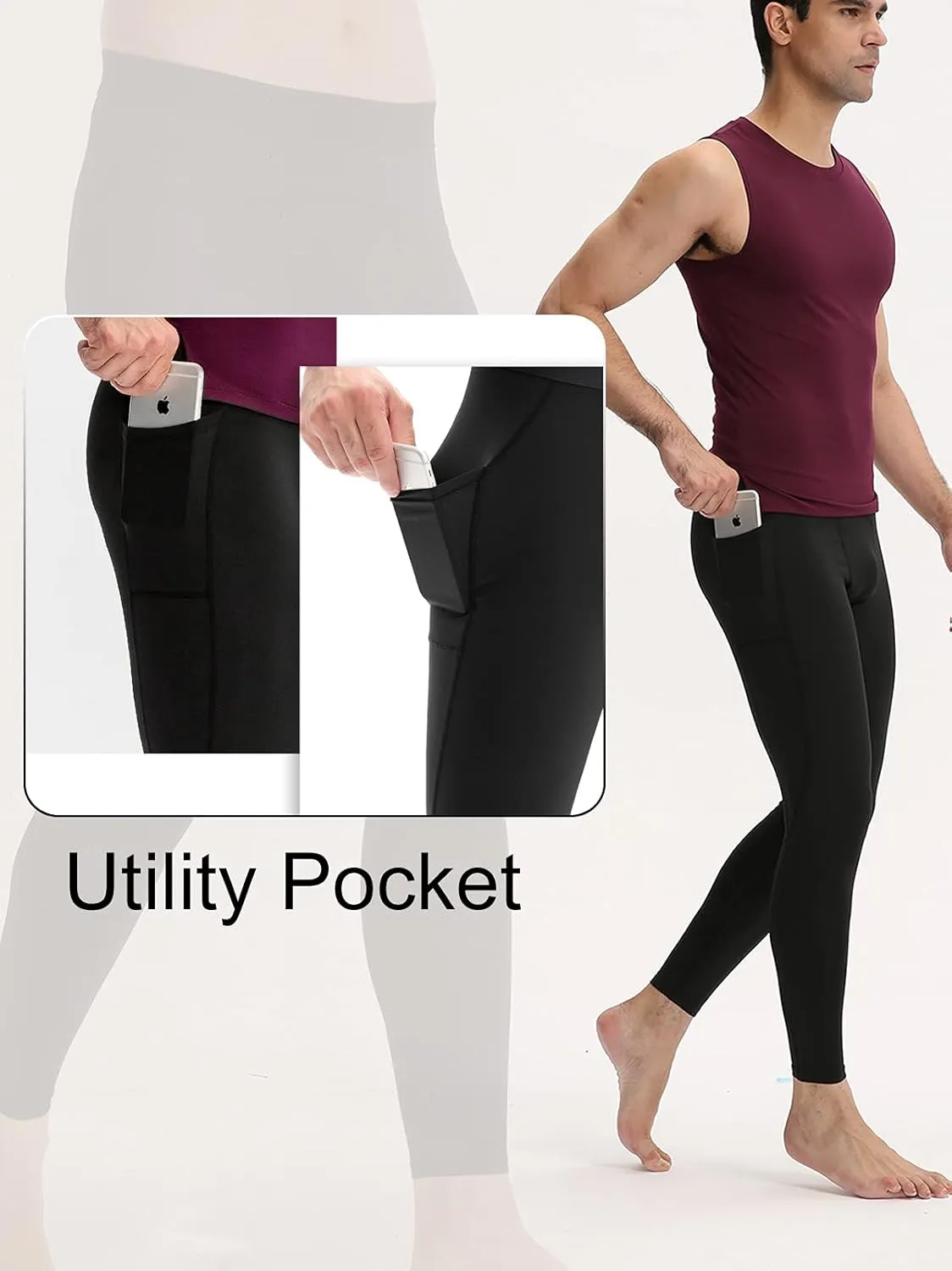 Men Compression Pants Leggings Dry Cool Sports Baselayer Running Workout Active Gym Tights Basketball