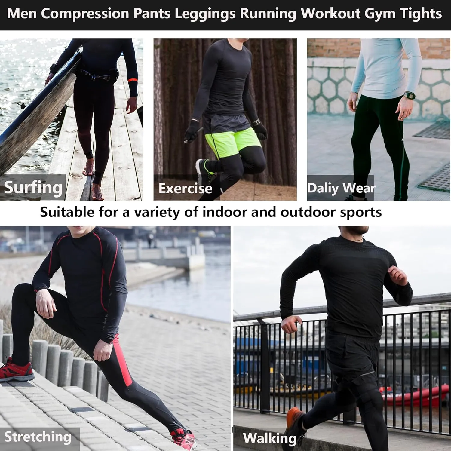 Men Compression Pants Leggings Dry Cool Sports Baselayer Running Workout Active Gym Tights Basketball