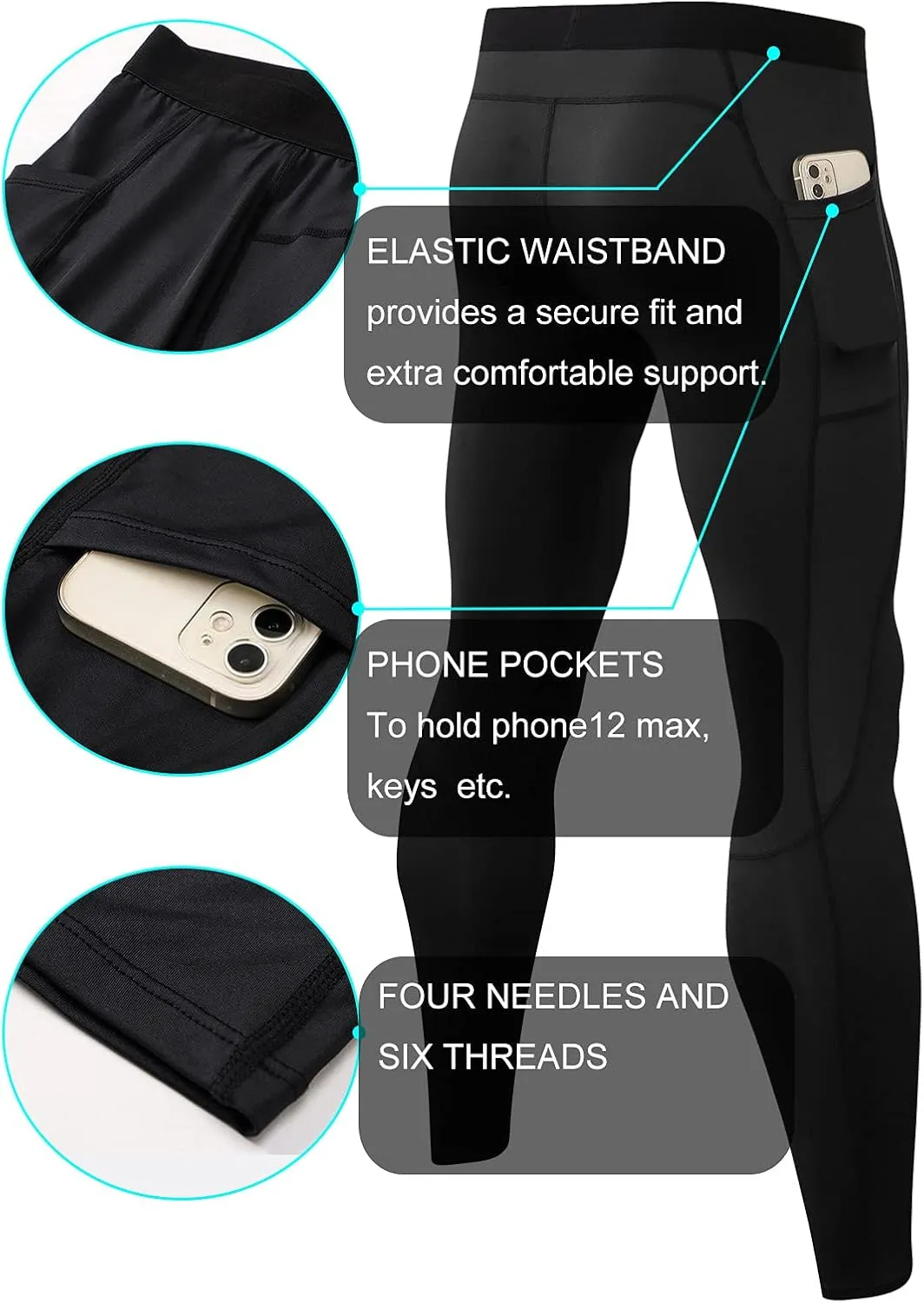 Men Compression Pants Leggings Dry Cool Sports Baselayer Running Workout Active Gym Tights Basketball