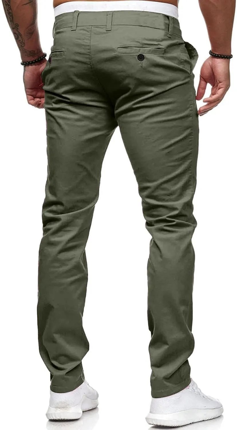 Men Dress Pants Stretch Flat Front Formal Pants Comfy Chino Pants Casual Golf Pants Straight Fit Skinny Jeans Trousers