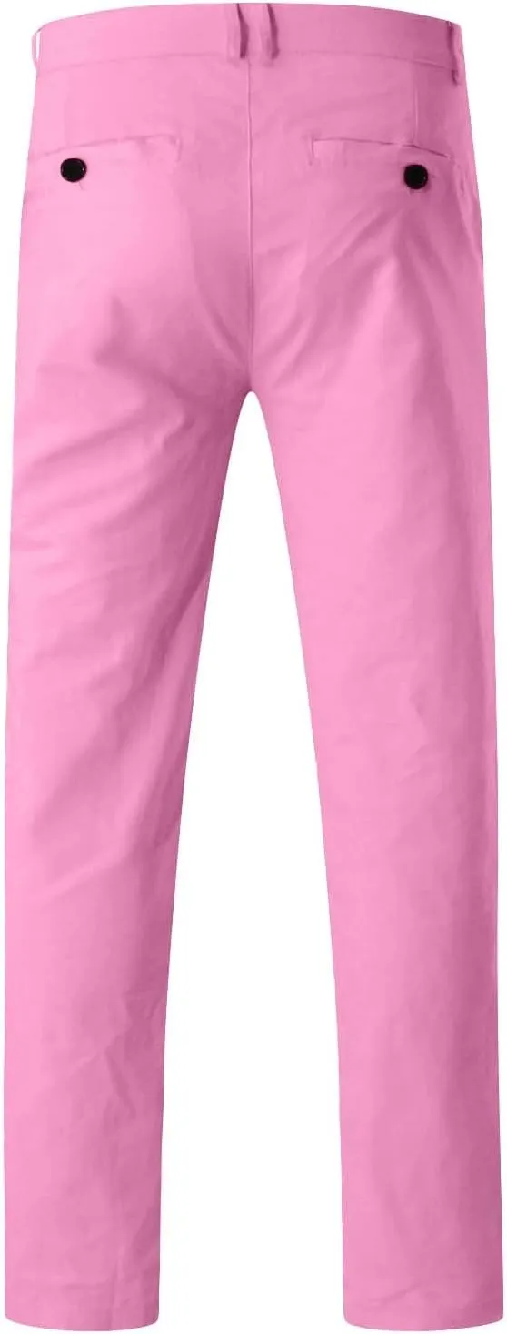 Men Dress Pants Stretch Flat Front Formal Pants Comfy Chino Pants Casual Golf Pants Straight Fit Skinny Jeans Trousers