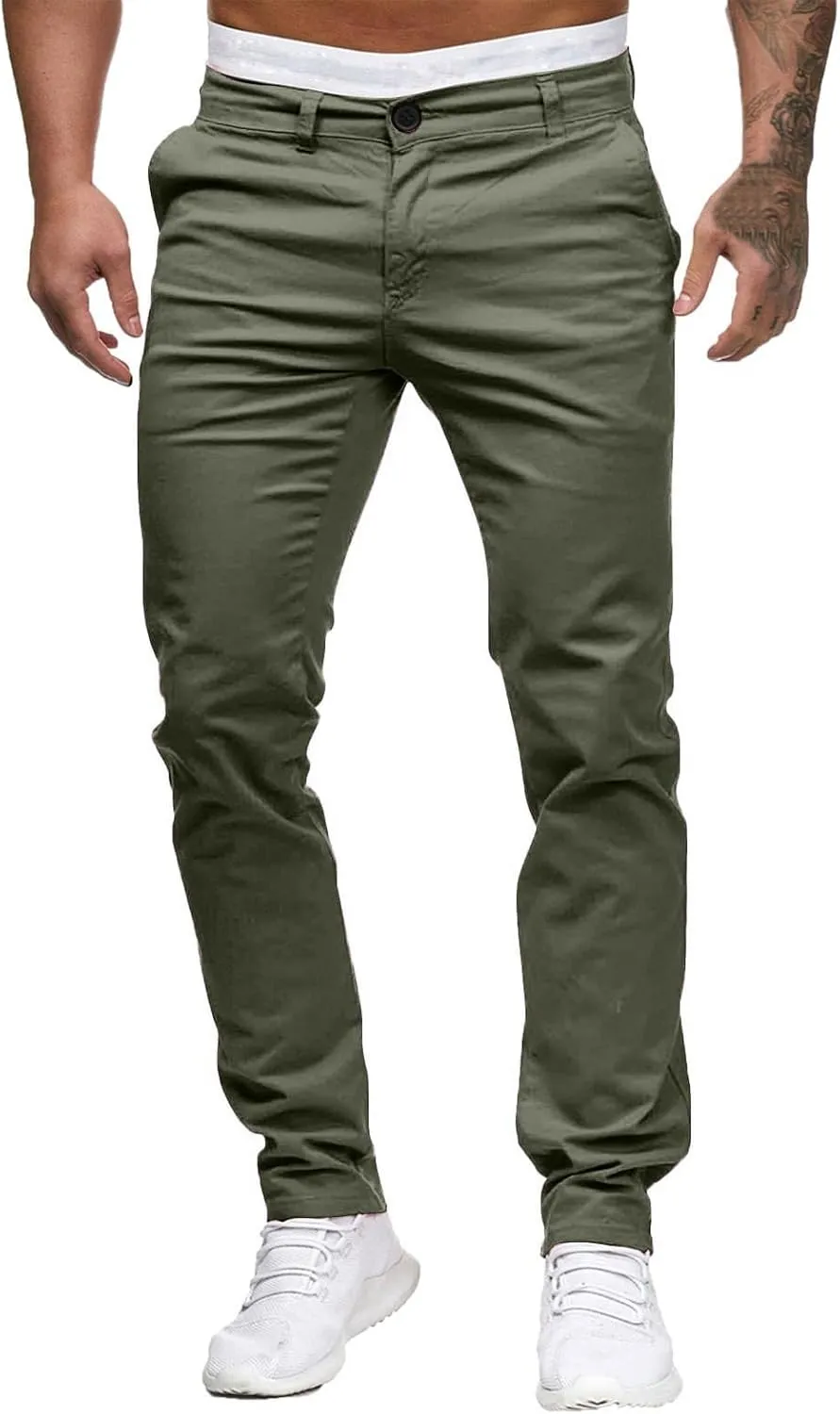 Men Dress Pants Stretch Flat Front Formal Pants Comfy Chino Pants Casual Golf Pants Straight Fit Skinny Jeans Trousers