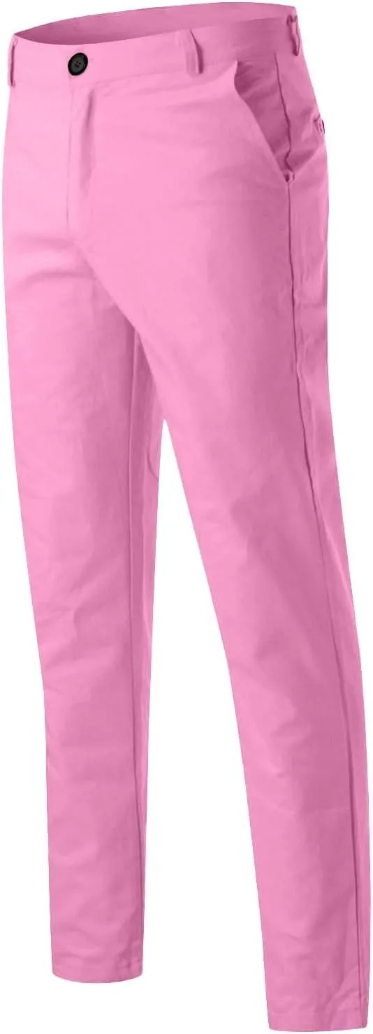 Men Dress Pants Stretch Flat Front Formal Pants Comfy Chino Pants Casual Golf Pants Straight Fit Skinny Jeans Trousers