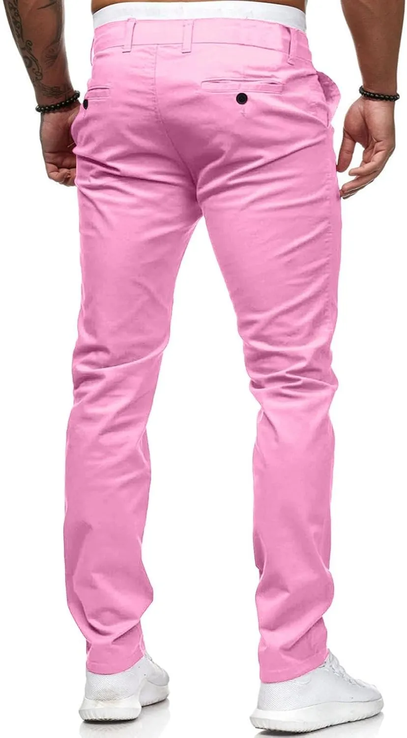 Men Dress Pants Stretch Flat Front Formal Pants Comfy Chino Pants Casual Golf Pants Straight Fit Skinny Jeans Trousers