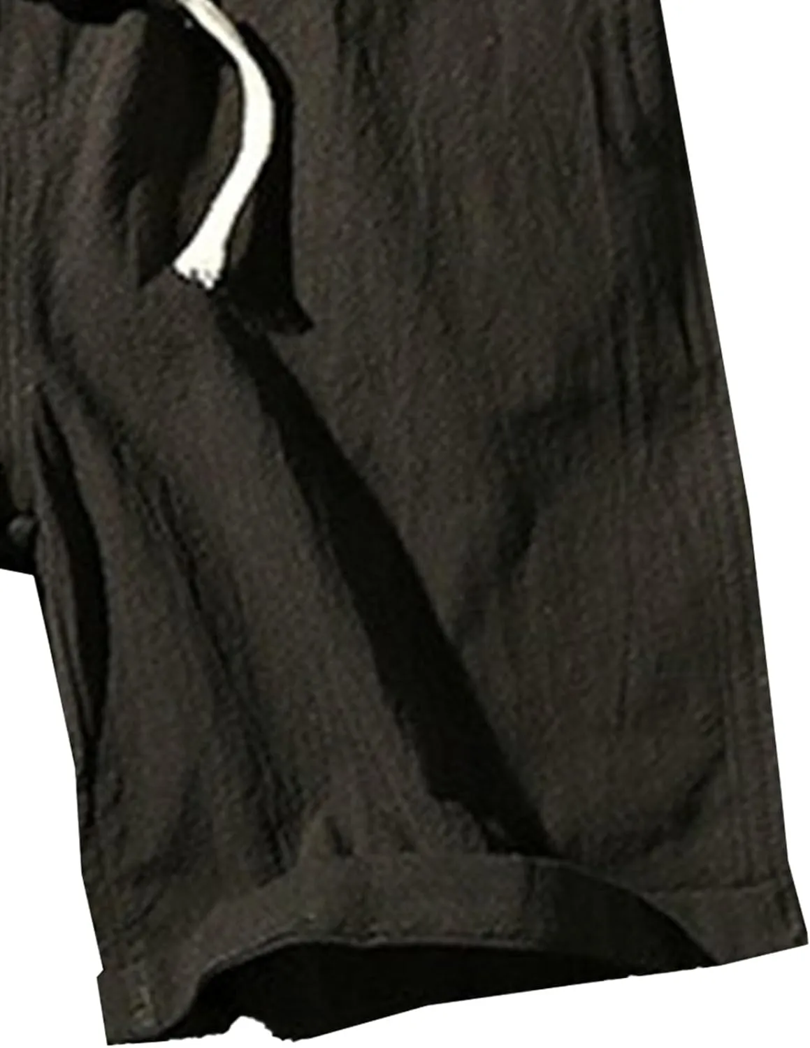 Men Linen Drawstring Beach Classic Short Inseam Linen Elastic Waist Shorts Cotton Elastic Waist Beach Shorts