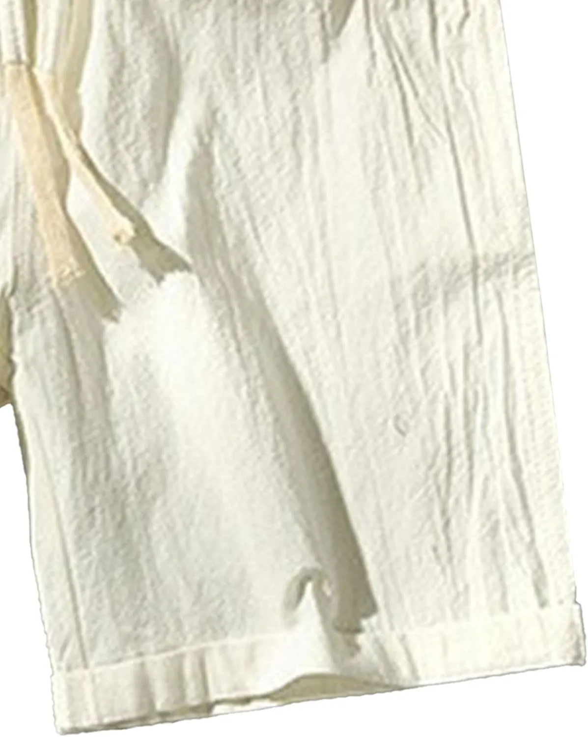 Men Linen Drawstring Beach Classic Short Inseam Linen Elastic Waist Shorts Cotton Elastic Waist Beach Shorts