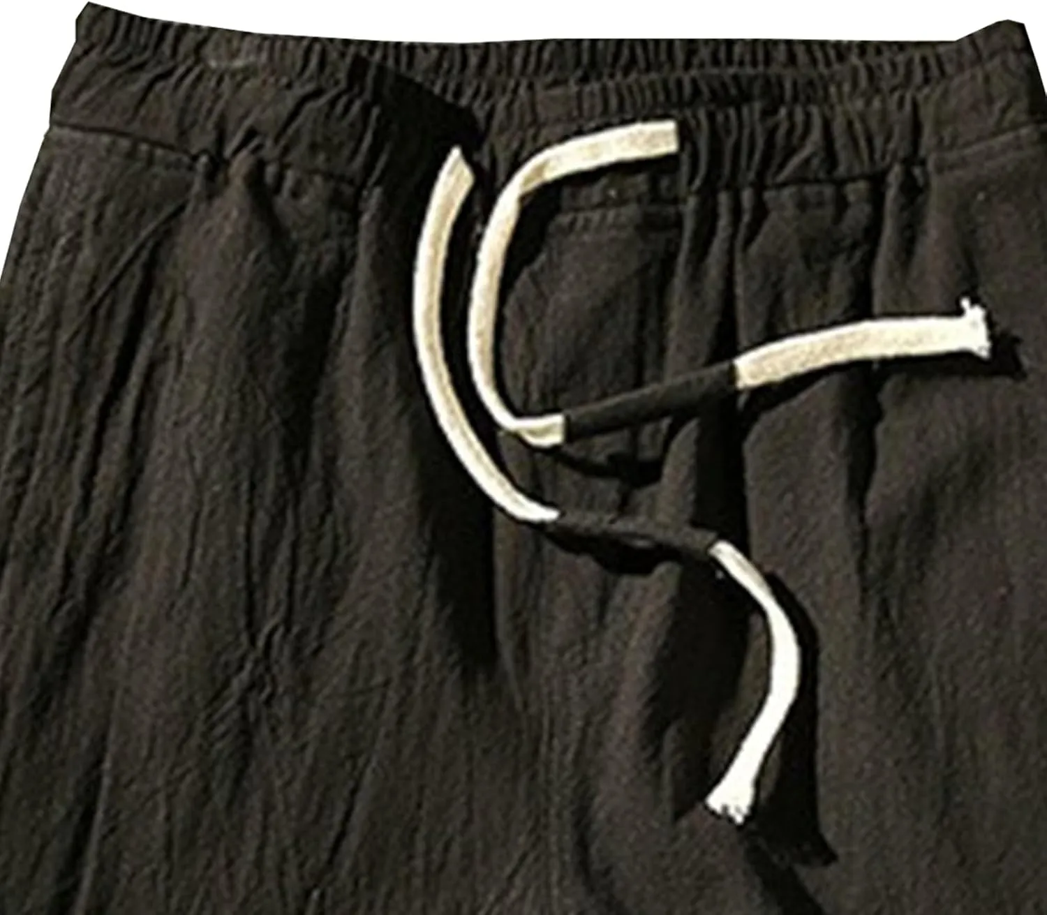 Men Linen Drawstring Beach Classic Short Inseam Linen Elastic Waist Shorts Cotton Elastic Waist Beach Shorts