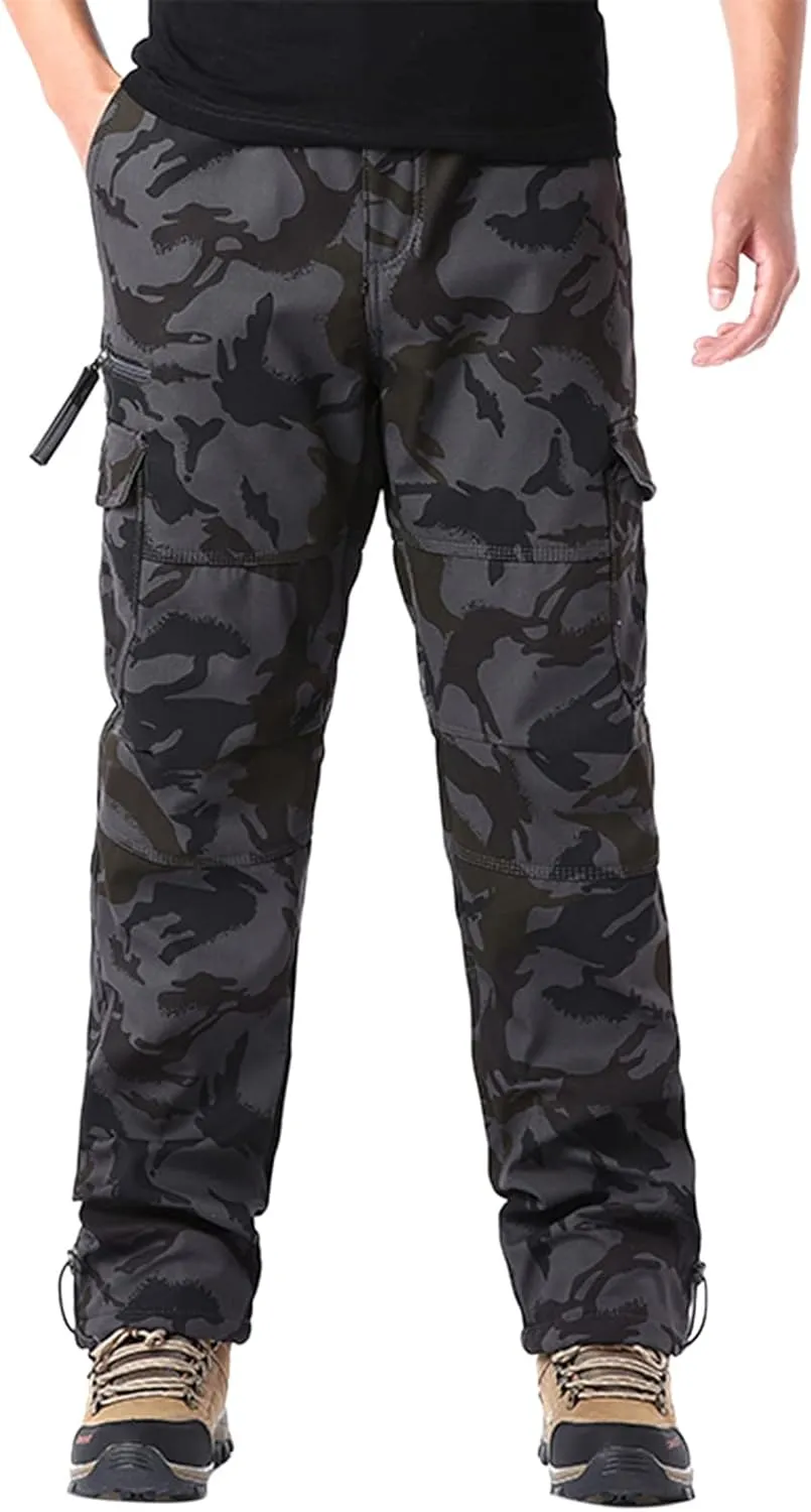 Mens Cargo Work Pants Elastic Waist Slim Fit Athletic Jogger Pants Drawstring Khaki Chinos Trousers Sweatpants