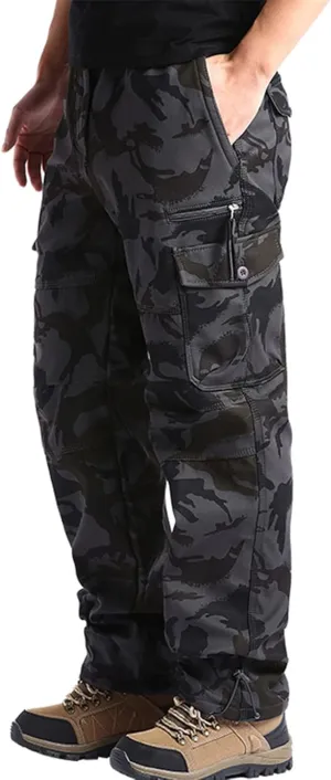 Mens Cargo Work Pants Elastic Waist Slim Fit Athletic Jogger Pants Drawstring Khaki Chinos Trousers Sweatpants