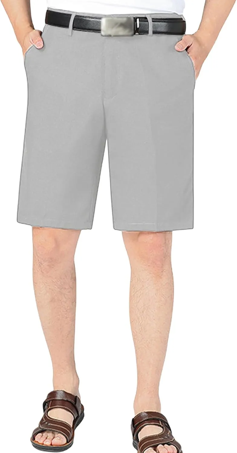 Mens Casual Cotton Linen Shorts Lightweight Slim Fit Straight Comfy Golf Pants Summer Stretch Business Sports Shorts
