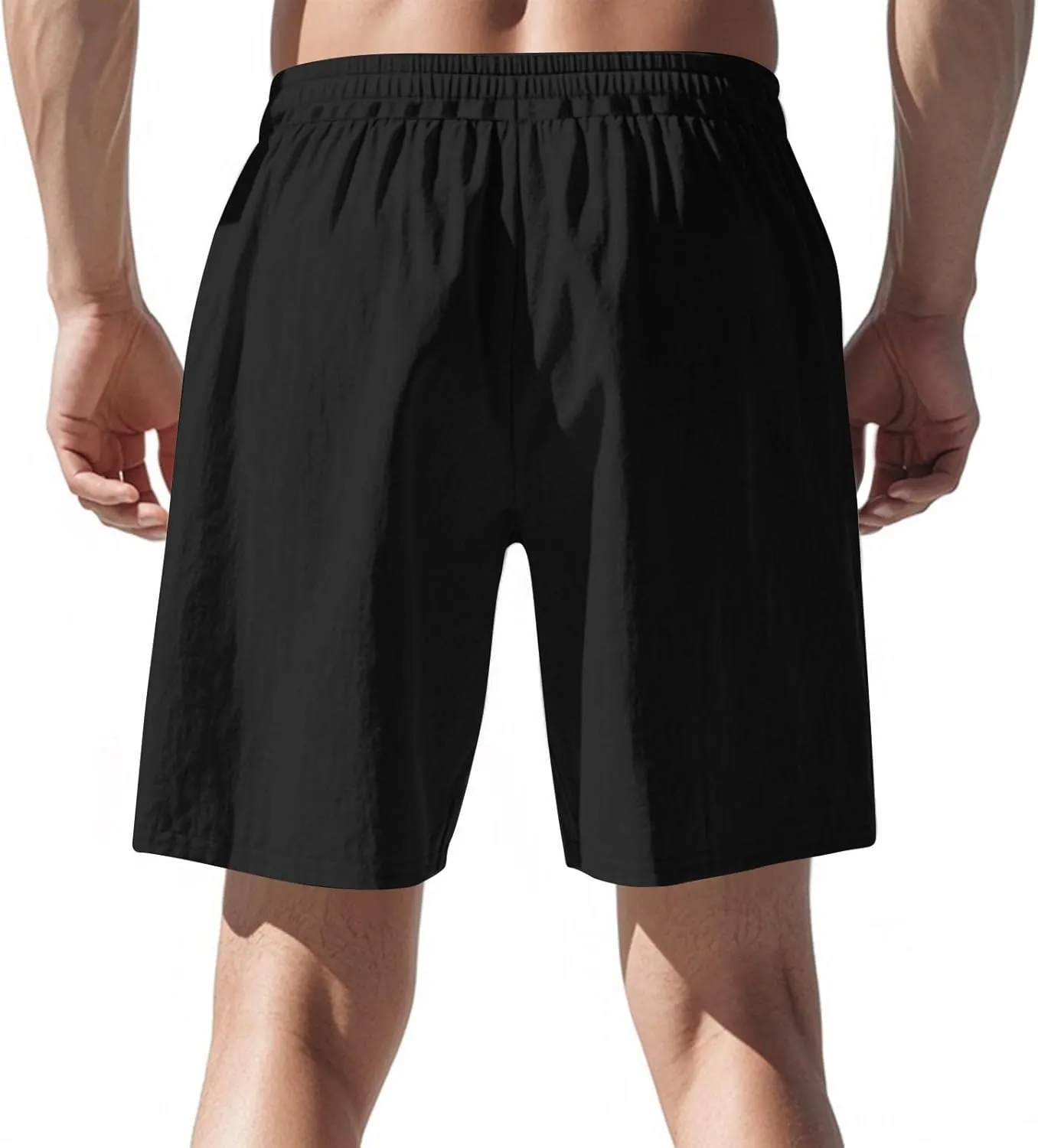 Men's Casual Shorts Cotton Elastic Waist Drawstring Shorts Lightweight Summer Beach Shorts 2025