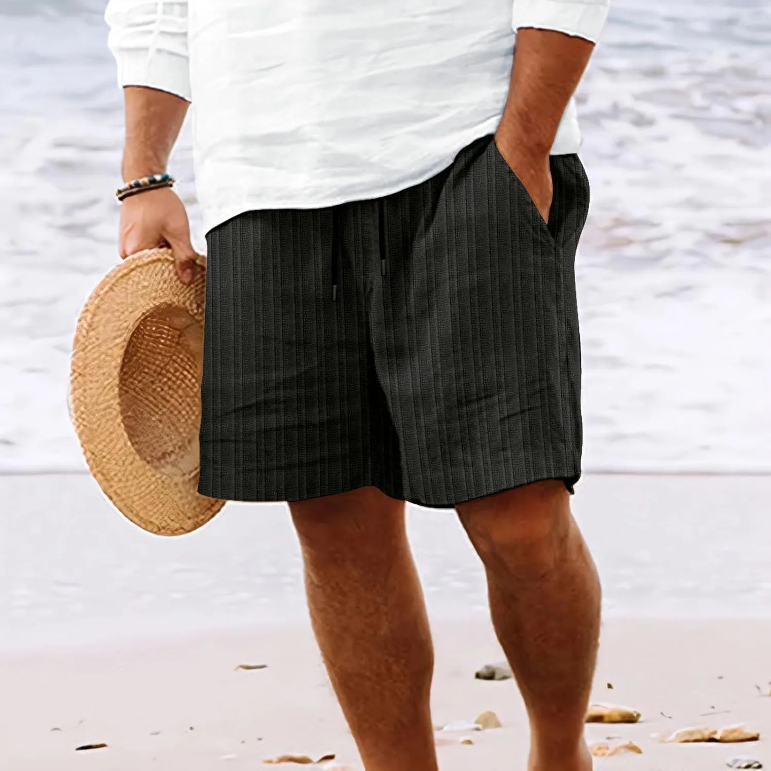 Mens Casual Shorts Fashionable Casual Shorts Solid and Men's Pants Cargo Shorts Men Bird Dogs Short Men Linen Shorts