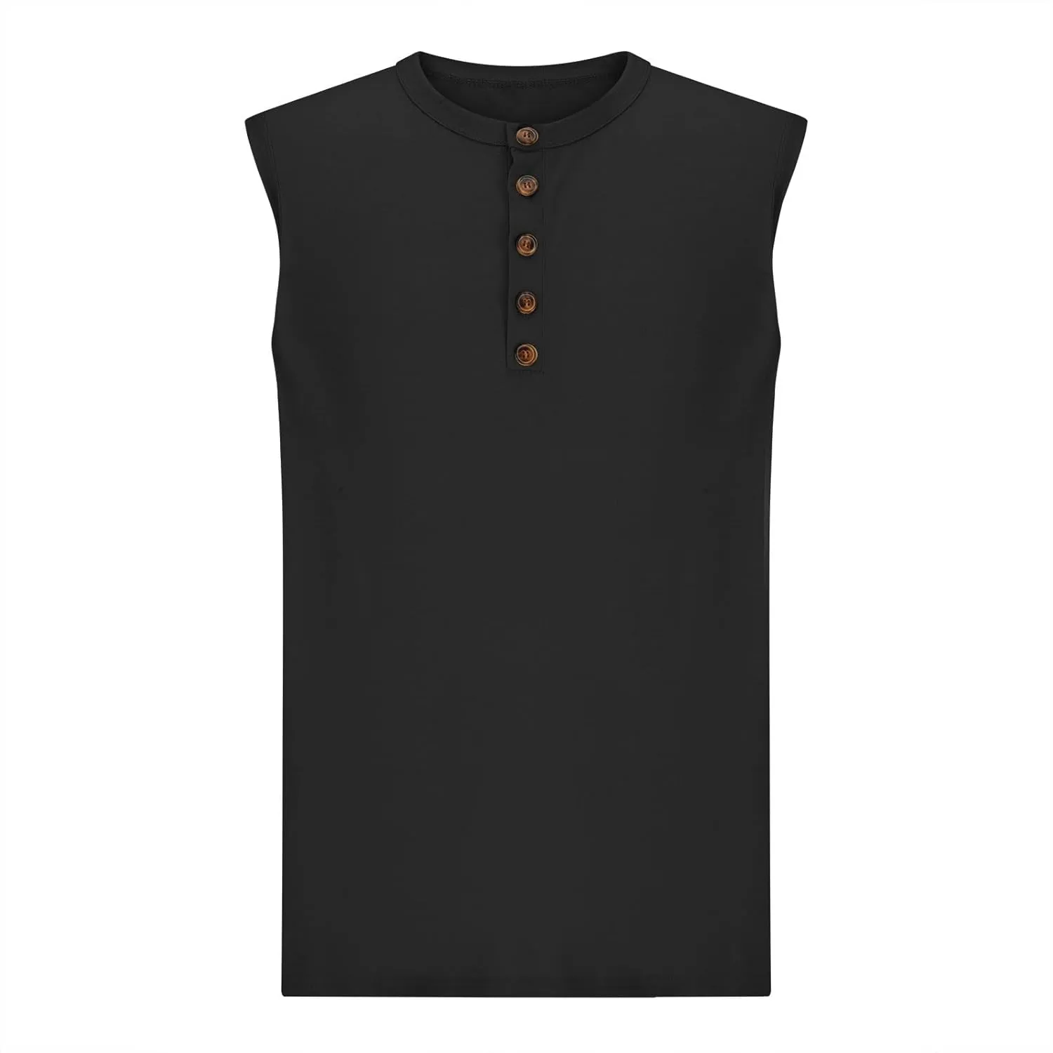 Men's Casual Tank Top Henley Shirt Summer Beach Hippie Shirt Half Button Sleeveless Muscle T Shirts Quick Dry Fitness Shirt