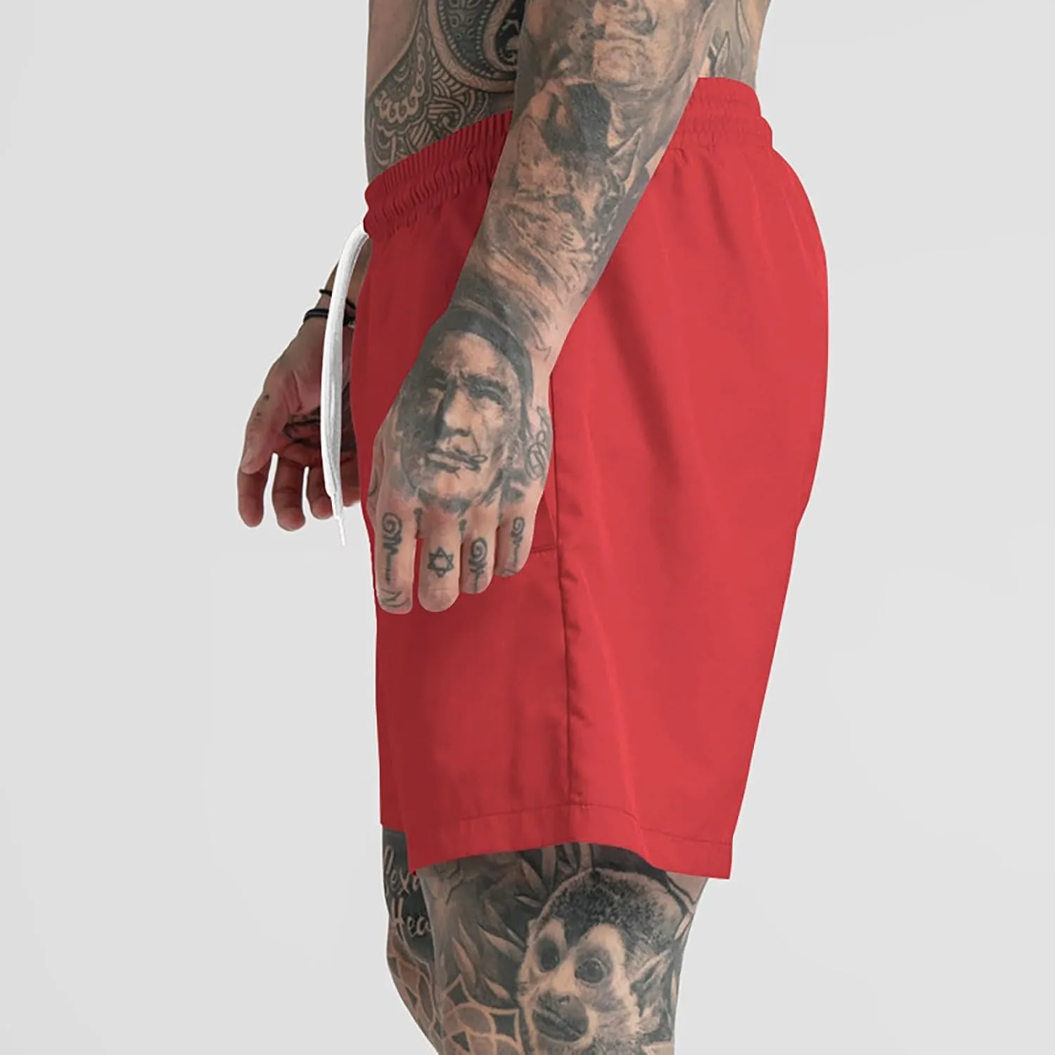 Men's Drawstring Sports Shorts with Pockets Casual Mid Waist Elastic Waistband Workout Exercise Running Shorts