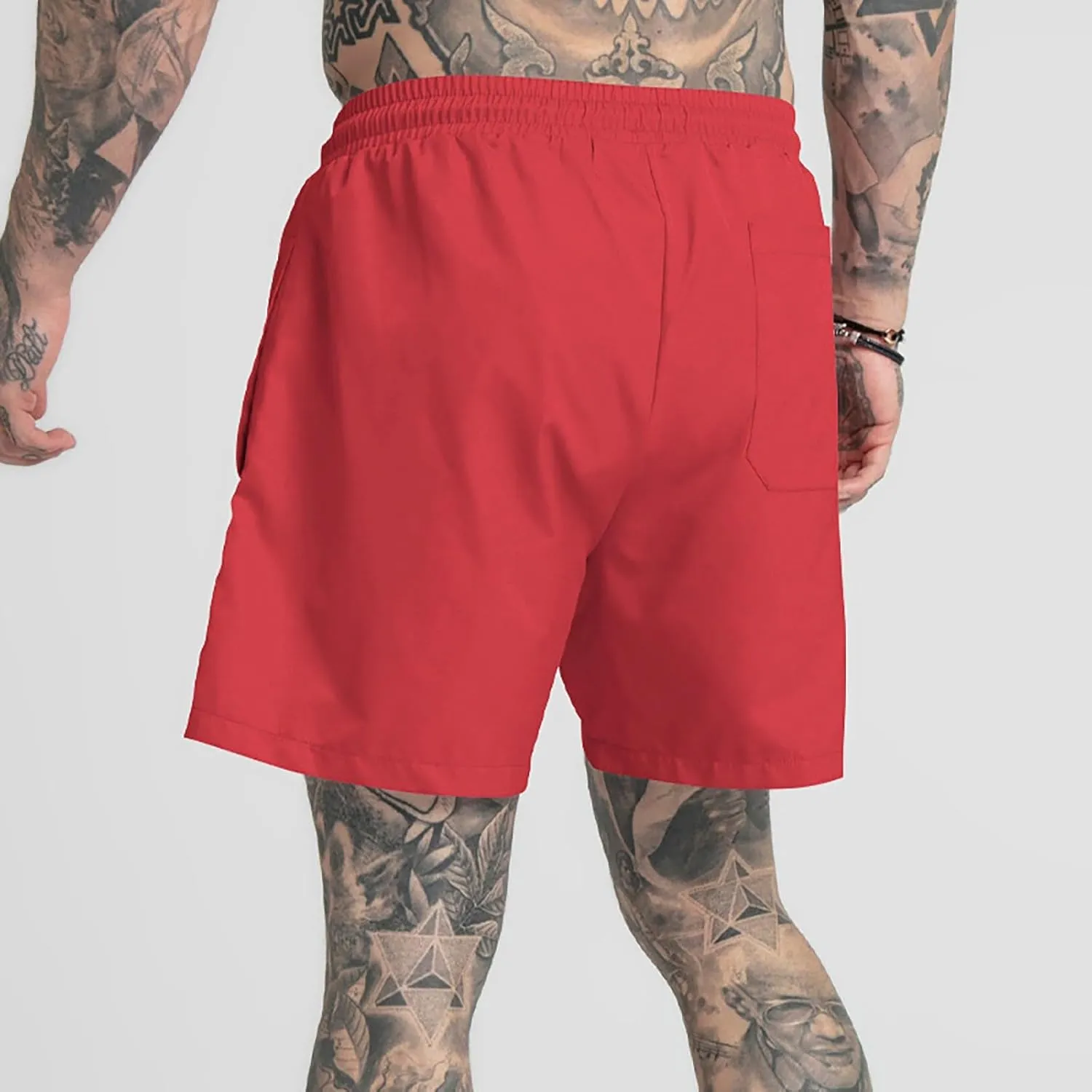 Men's Drawstring Sports Shorts with Pockets Casual Mid Waist Elastic Waistband Workout Exercise Running Shorts