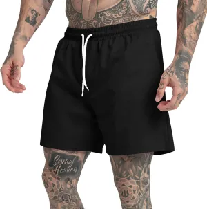 Men's Drawstring Sports Shorts with Pockets Casual Mid Waist Elastic Waistband Workout Exercise Running Shorts