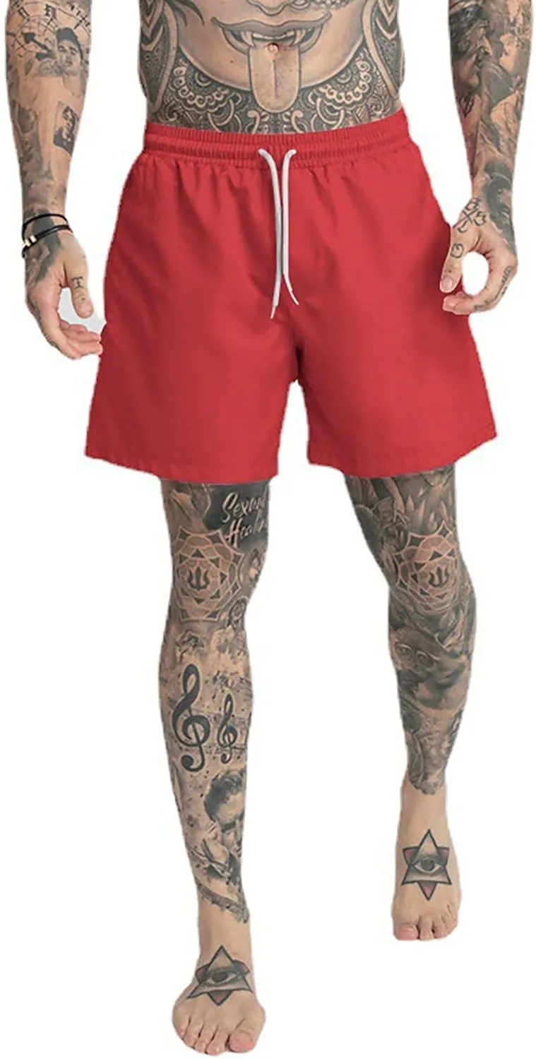 Men's Drawstring Sports Shorts with Pockets Casual Mid Waist Elastic Waistband Workout Exercise Running Shorts