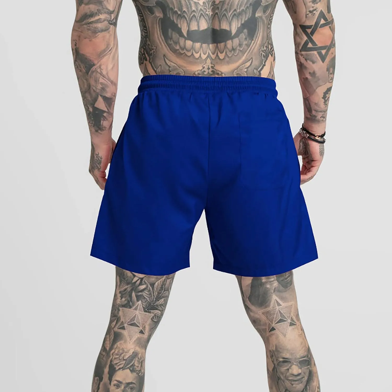 Men's Drawstring Sports Shorts with Pockets Casual Mid Waist Elastic Waistband Workout Exercise Running Shorts