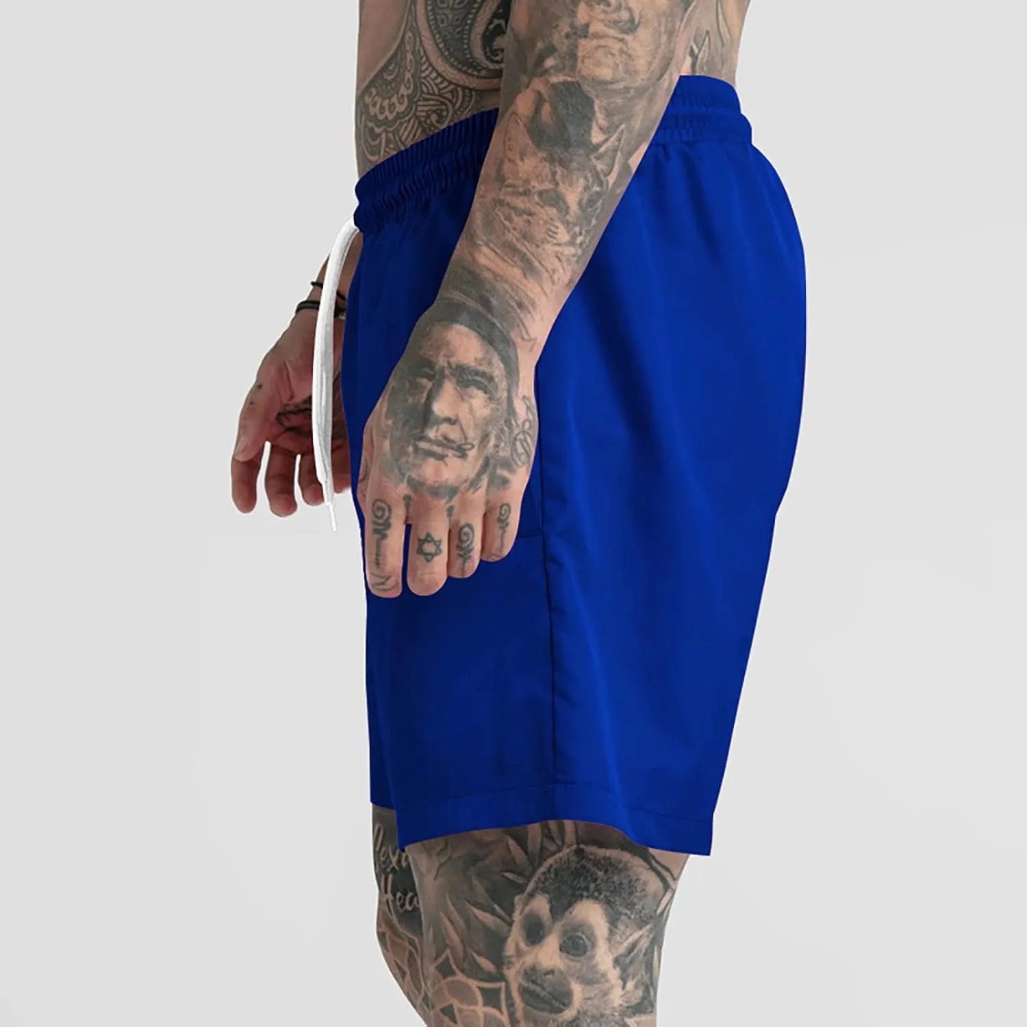 Men's Drawstring Sports Shorts with Pockets Casual Mid Waist Elastic Waistband Workout Exercise Running Shorts