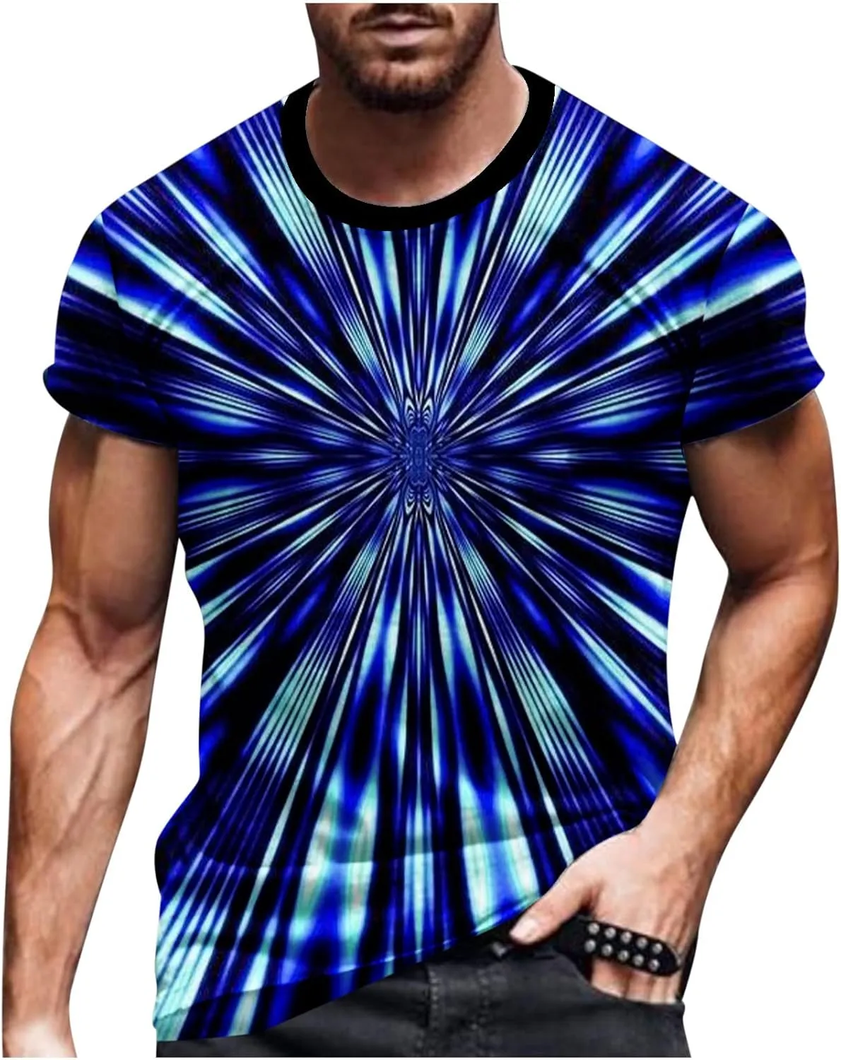 Mens Fashion 3D Print T-Shirts 2023 Casual Summer Tops Funny Graphics Pattern Crewneck Short Sleeve Tees for Men