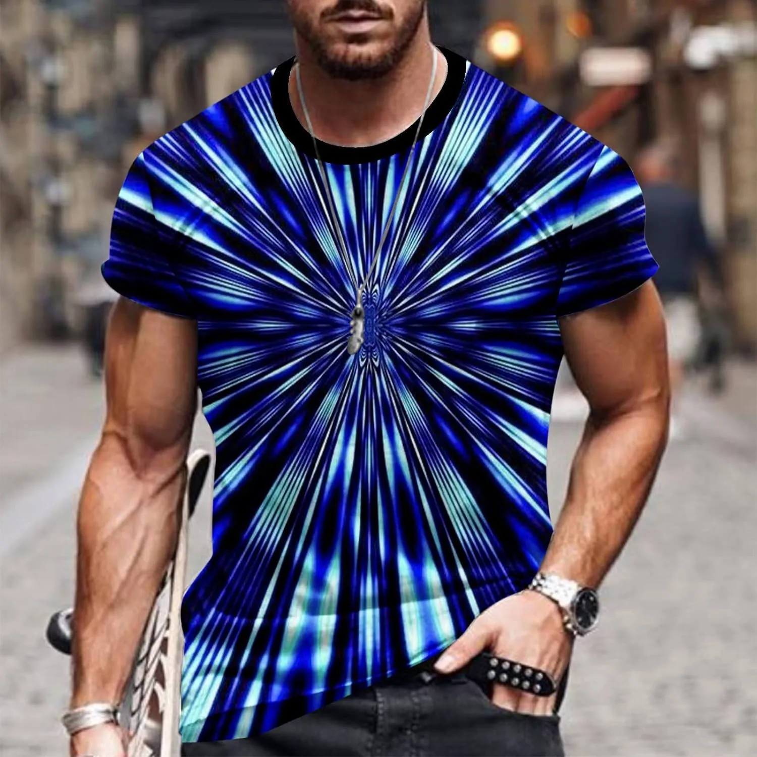 Mens Fashion 3D Print T-Shirts 2023 Casual Summer Tops Funny Graphics Pattern Crewneck Short Sleeve Tees for Men