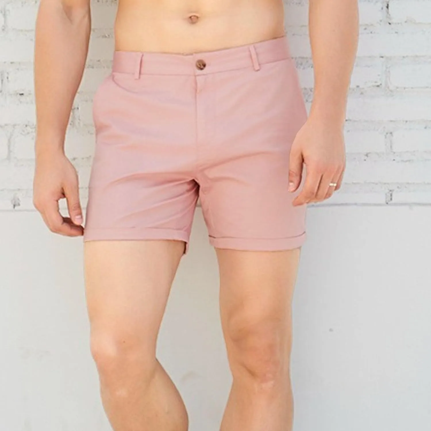 Men's Gym Flat Front Chino Short Skinny Chino Casual Stretch Shorts Casual Training Short with Pockets
