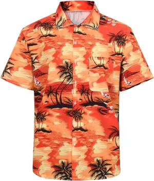 Mens Hawaiian Shirts Short Sleeve Button Down Tropical Shirts Casual Beach Shirt Men