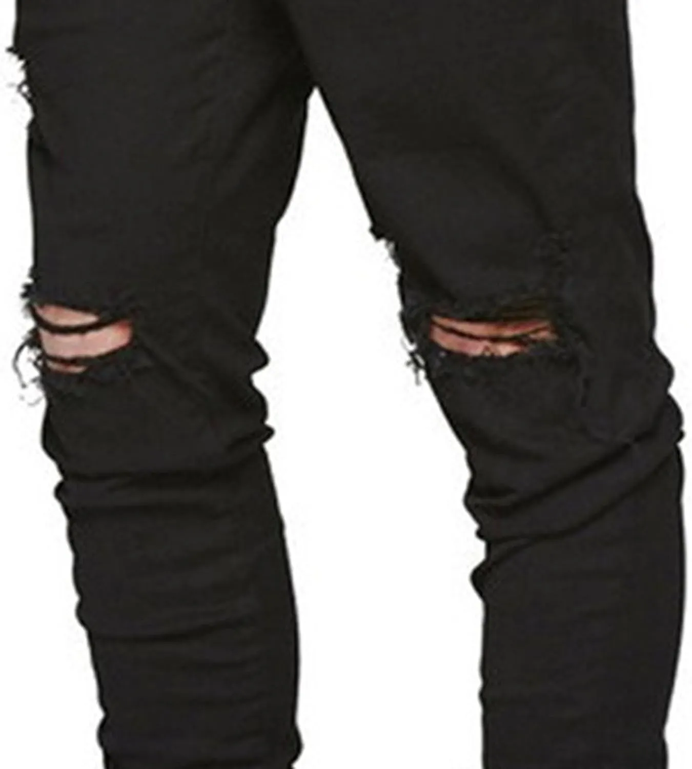 Men's Knee Hole Trendy Denim Pants Casual Distressed Tapered Leg Leggings Slim Fit Ripped Skinny Jeans