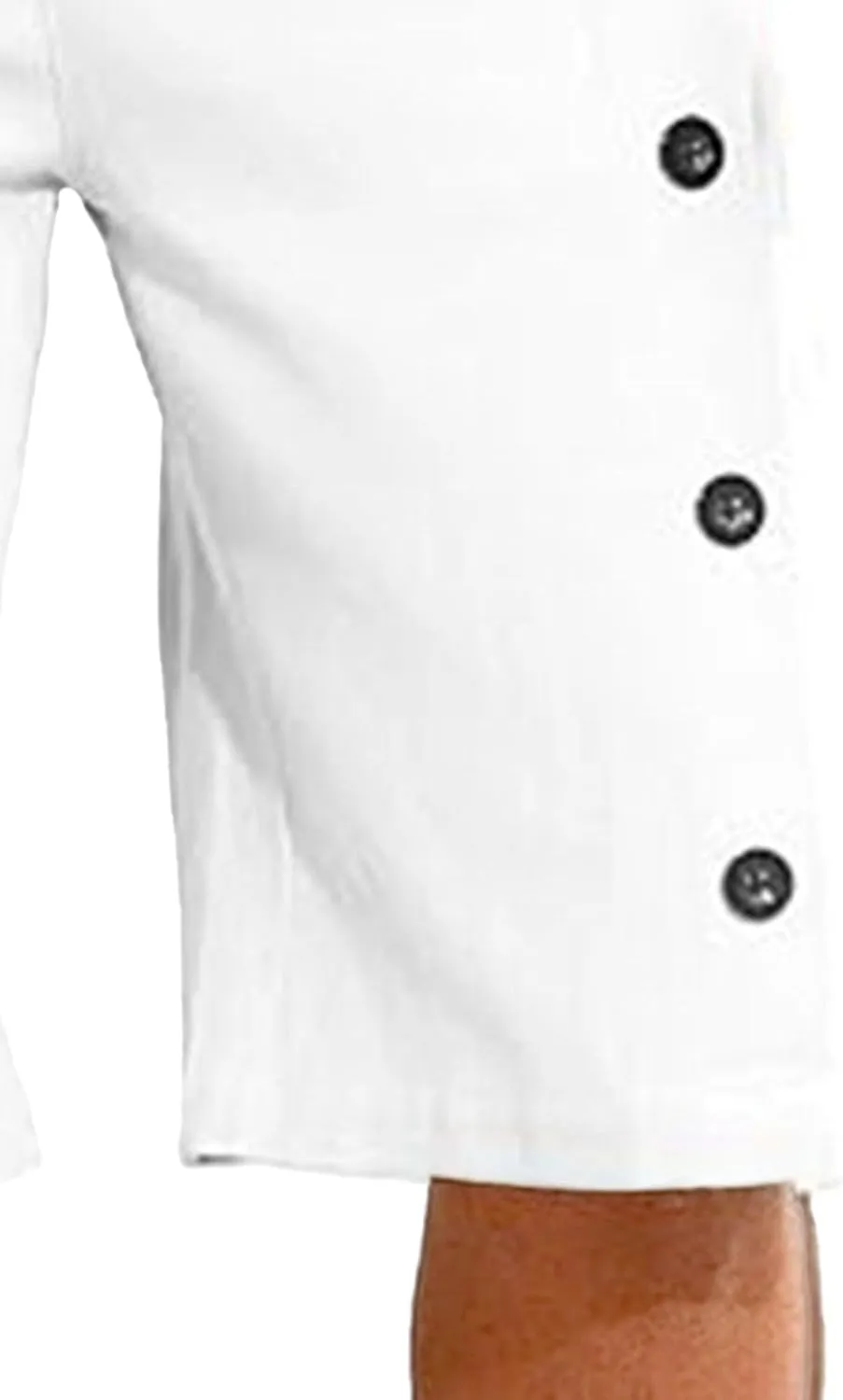 Men's Linen Breasted Button Shorts Elastic Waistband Slim Fit Beach Shorts Casual Breathable Golf Short