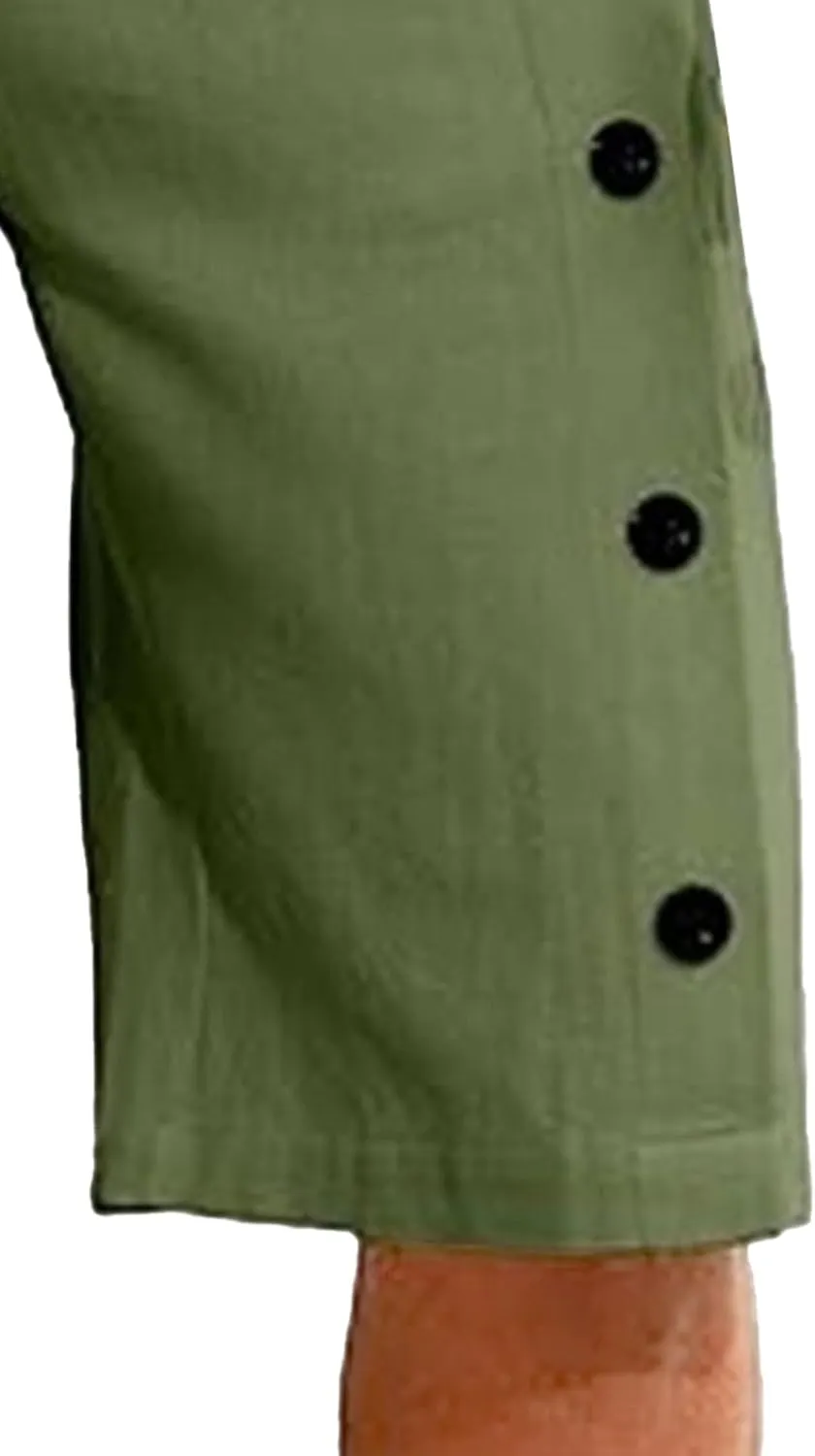 Men's Linen Breasted Button Shorts Elastic Waistband Slim Fit Beach Shorts Casual Breathable Golf Short