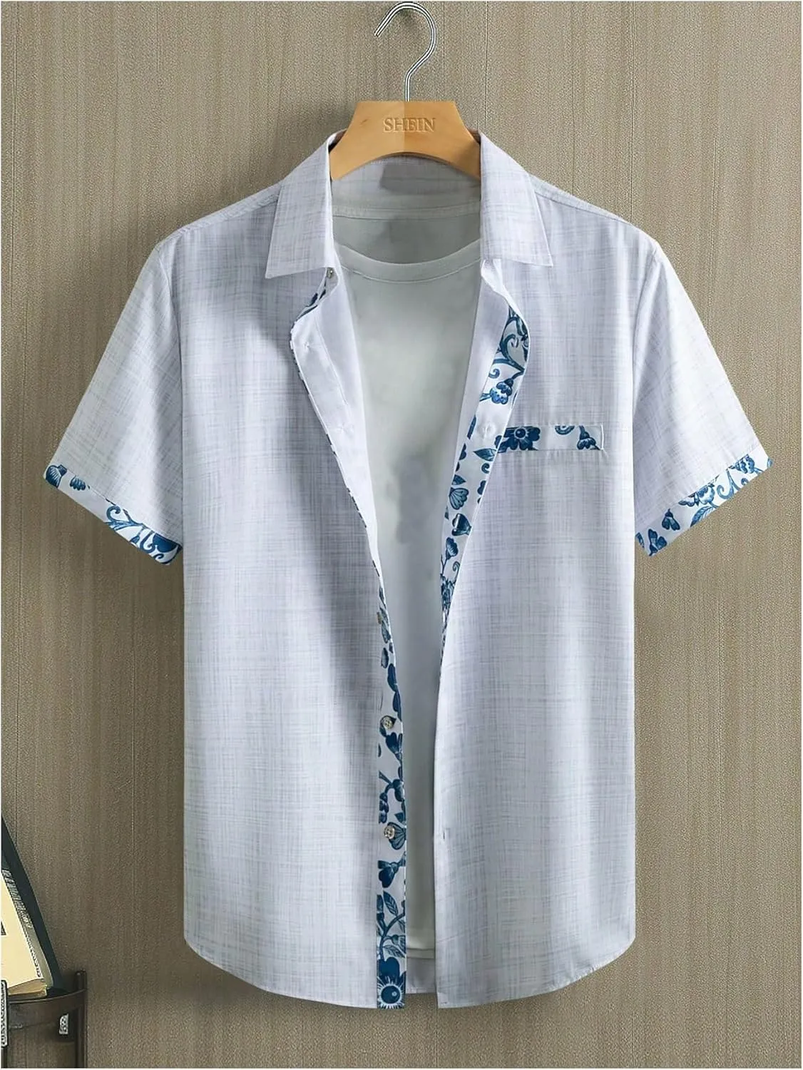 Men's Linen Shirts Striped Boho Button Down Shirts Beach Vacation Tops