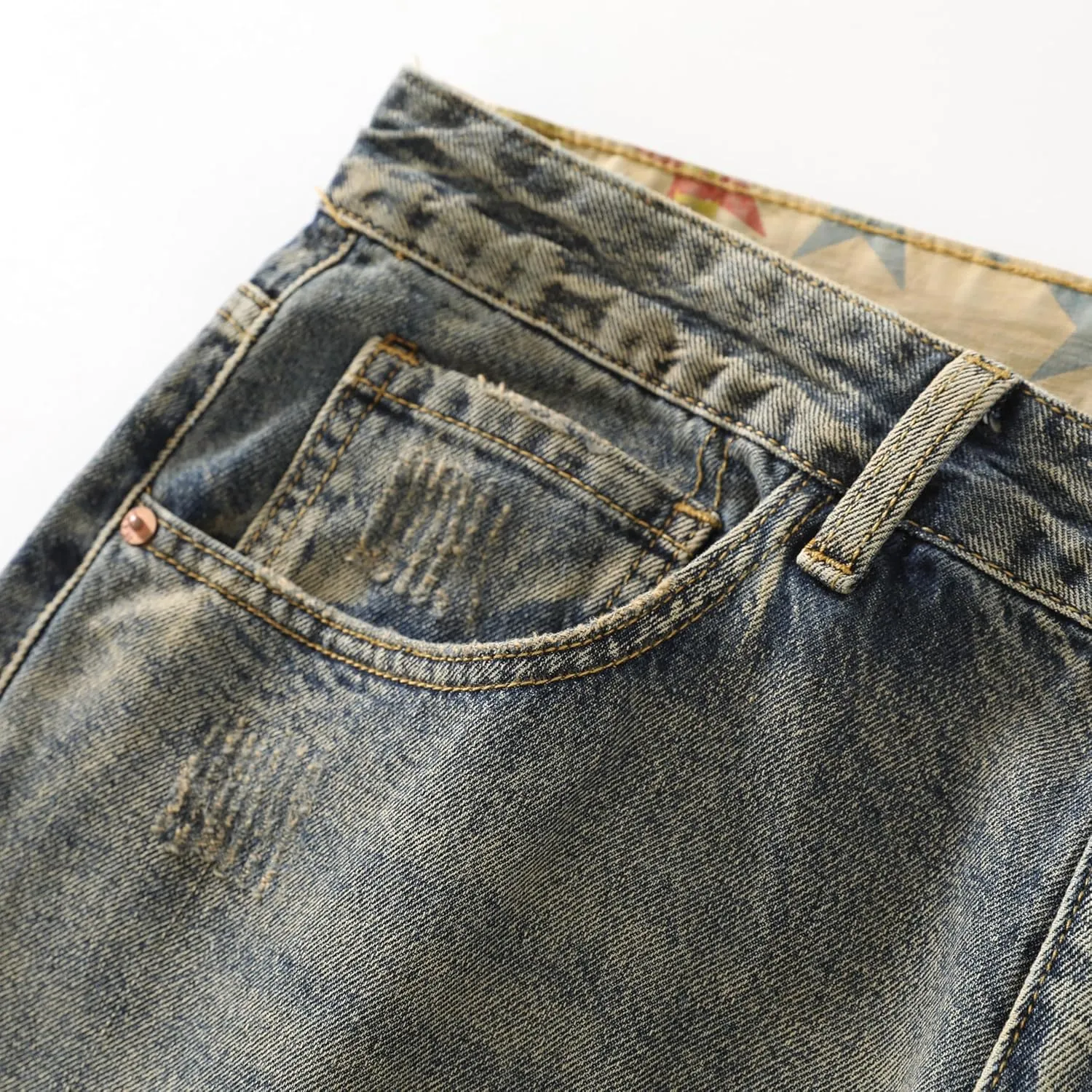 Men's Non-Stretch Regular Fit Straight-Leg Denim Pants Jeans