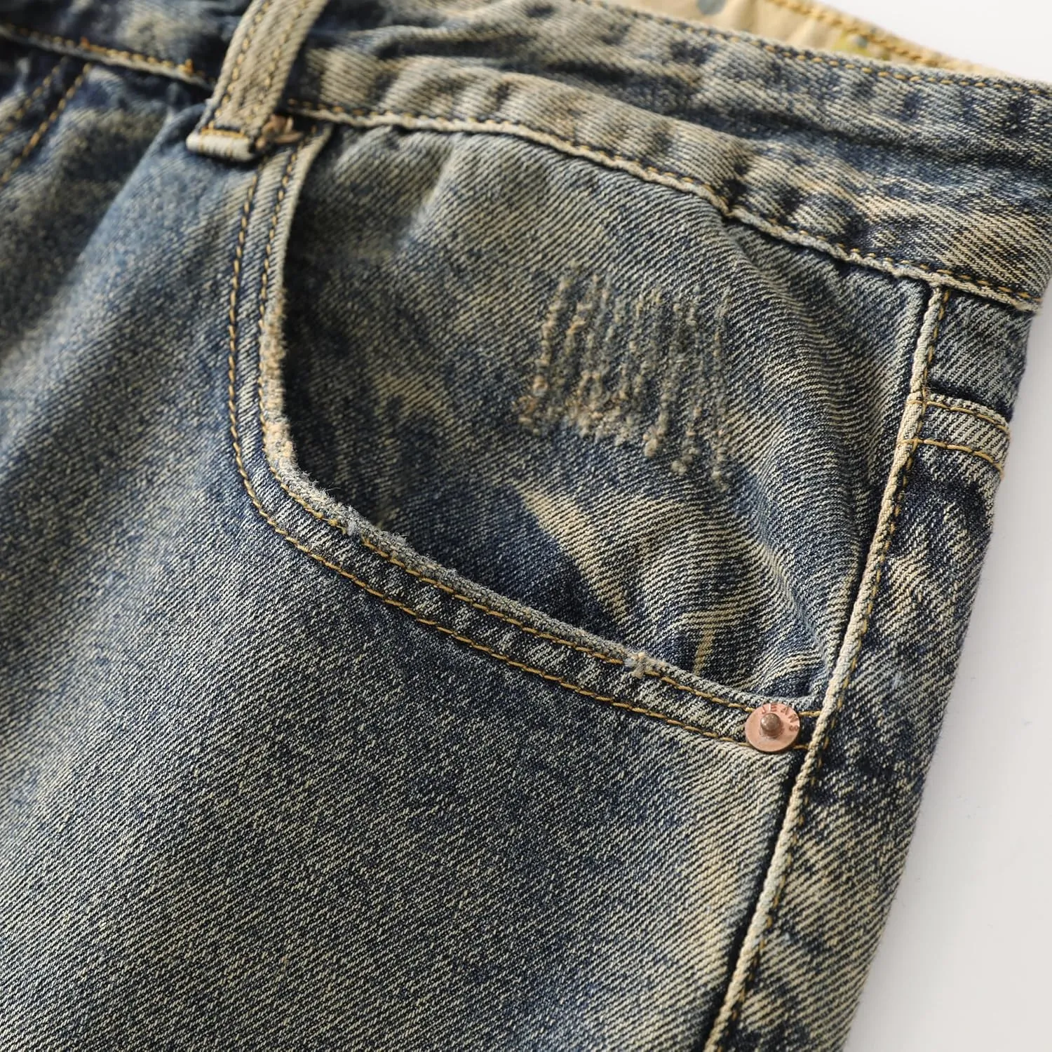 Men's Non-Stretch Regular Fit Straight-Leg Denim Pants Jeans
