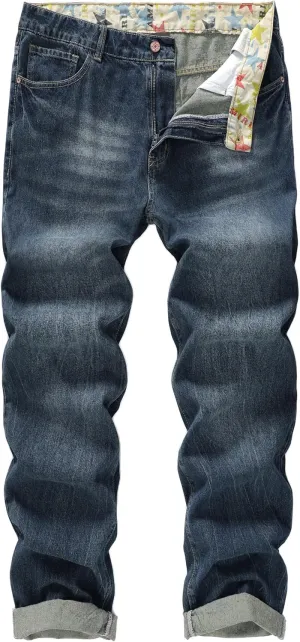 Men's Non-Stretch Regular Fit Straight-Leg Denim Pants Jeans