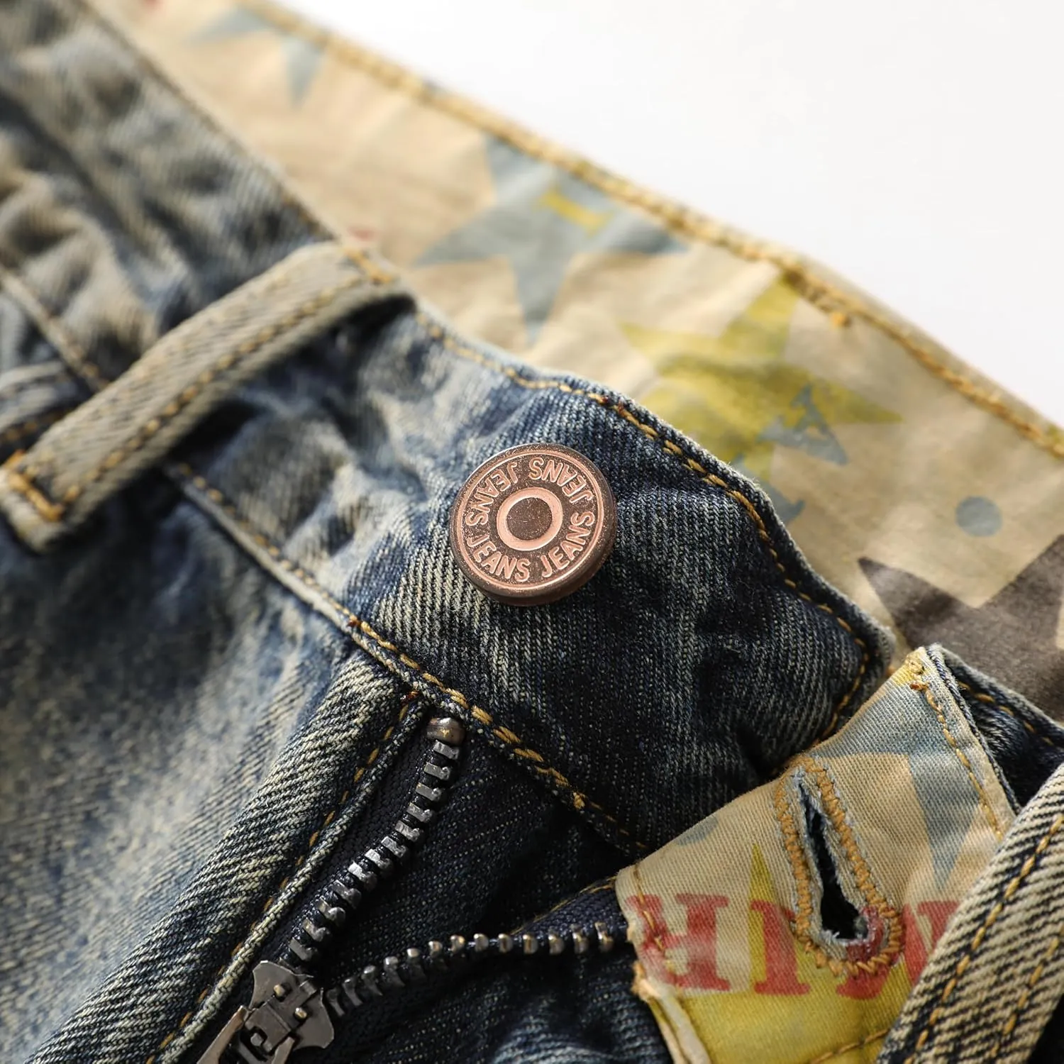 Men's Non-Stretch Regular Fit Straight-Leg Denim Pants Jeans