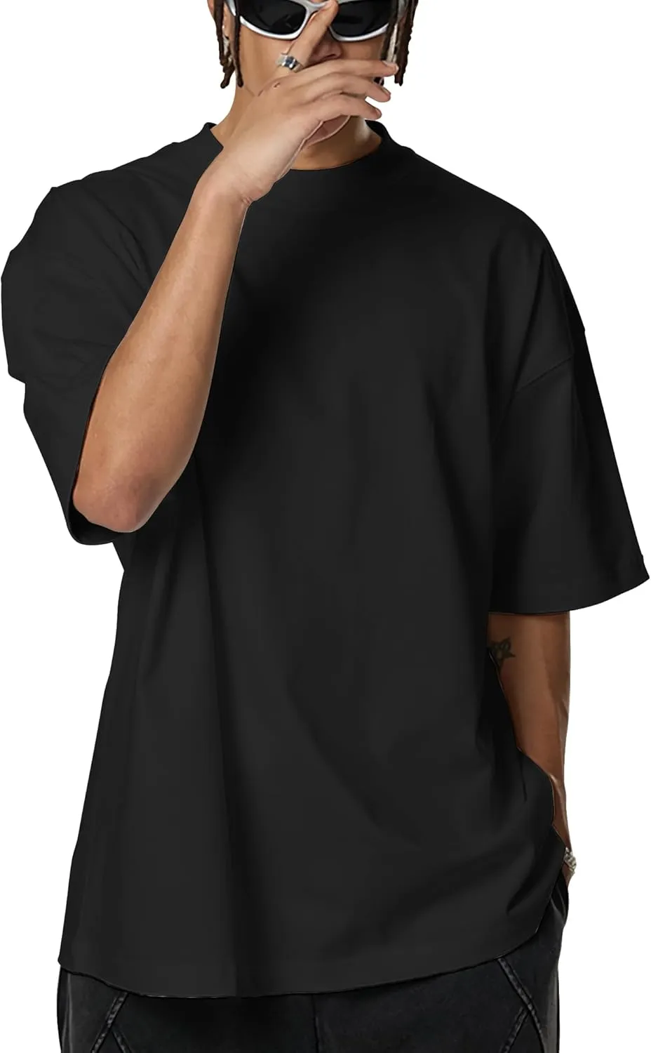 Mens Oversized T Shirts Short Sleeve Cotton Tshirts Heavyweight Streetwear Shirts Crewneck Workout Tees Tops