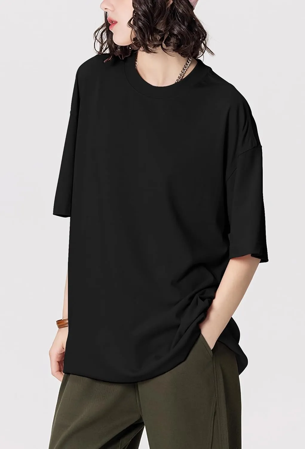 Mens Oversized T Shirts Short Sleeve Cotton Tshirts Heavyweight Streetwear Shirts Crewneck Workout Tees Tops