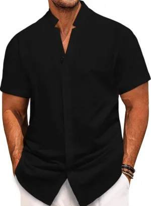 Mens Short Sleeve Shirts Casual Shirts Mens Button Down Short Sleeve Shirt V Neck Shirts Men Beach Summer Shirt
