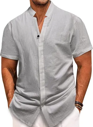Mens Short Sleeve Shirts Casual Shirts Mens Button Down Short Sleeve Shirt V Neck Shirts Men Beach Summer Shirt