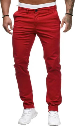 Men's Solid Color Jogger Trousers Slim Fit Chino Pants Basic Modern Stretch Fashion Comfortable Button Casual Pants
