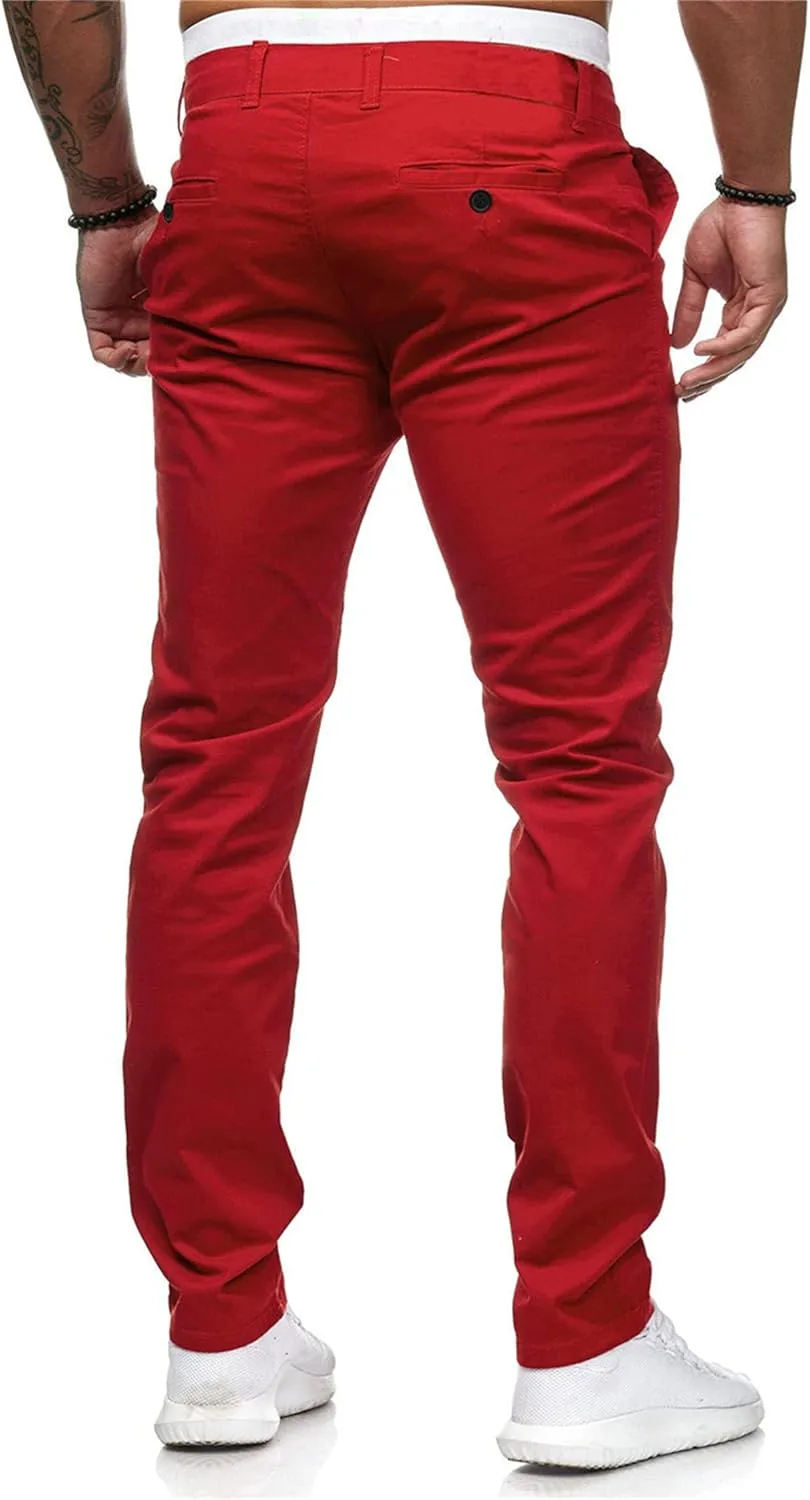 Men's Solid Color Jogger Trousers Slim Fit Chino Pants Basic Modern Stretch Fashion Comfortable Button Casual Pants