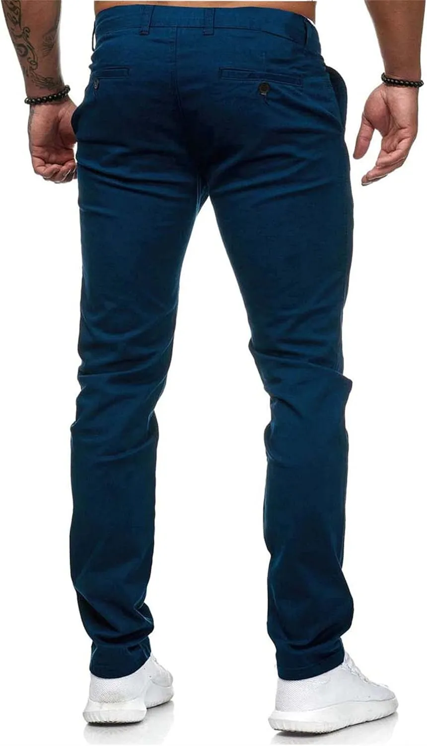 Men's Solid Color Jogger Trousers Slim Fit Chino Pants Basic Modern Stretch Fashion Comfortable Button Casual Pants