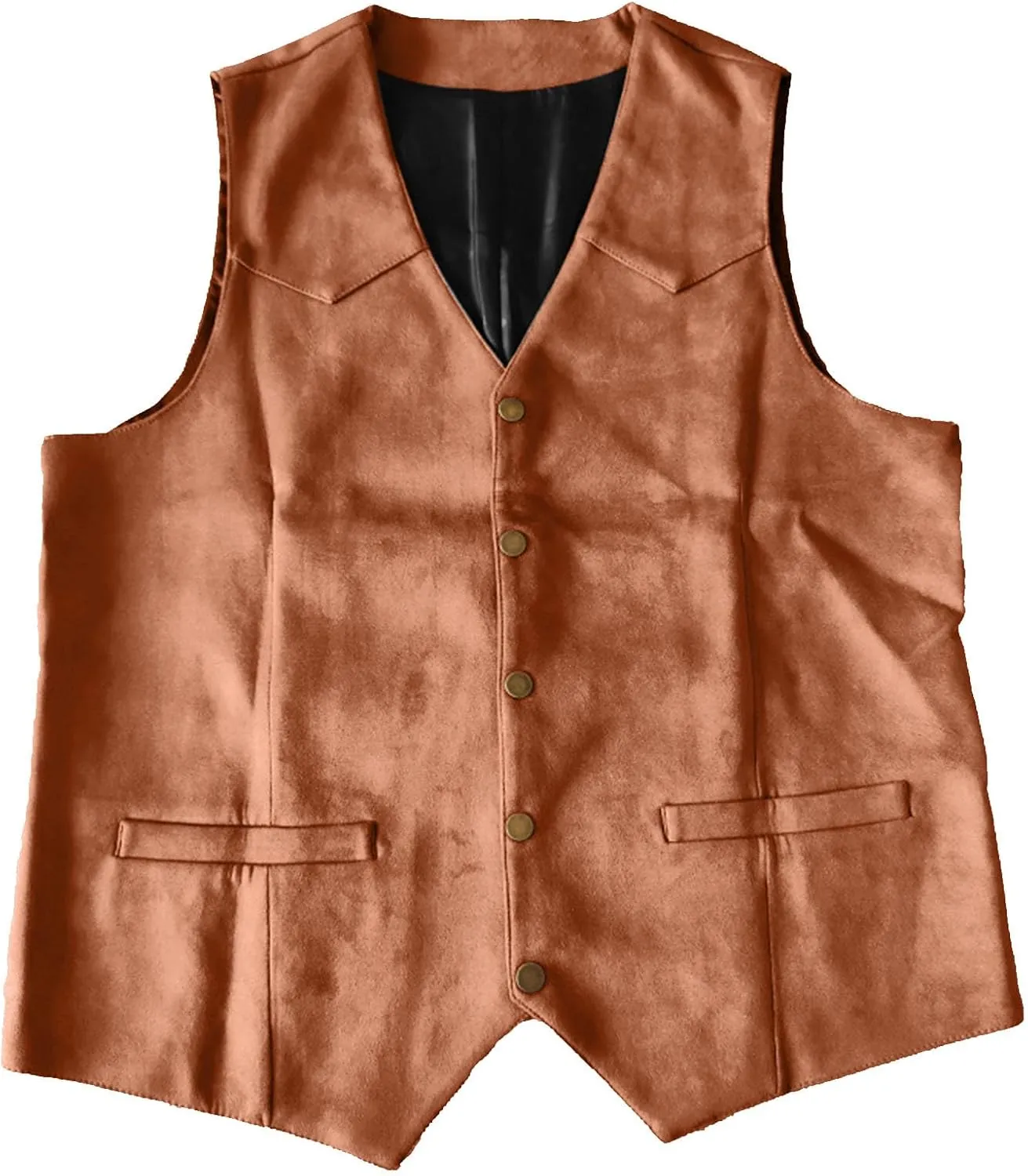 Men's Suede Leather Waistcoats Vintage Cowboy Style Vest Dressy Slim Fit Sleeveless Suit Jacket Wedding,Outdoor,Gift