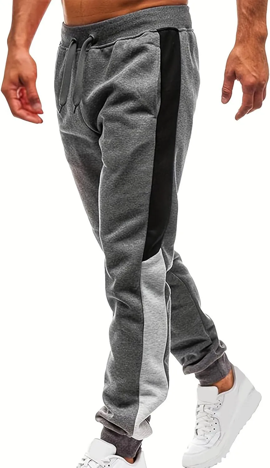 Mens Sweatpants Side Stripes Drawstring Waist Casual Joggers for Sports Slim Joggers for Men with Pockets Gym