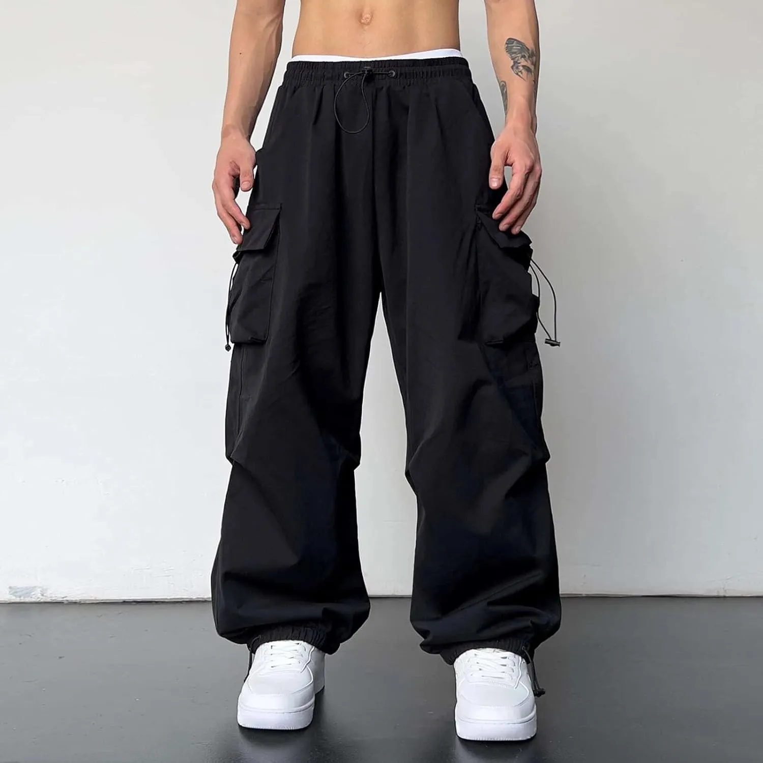 Men's Work Pants Loose Big Wide Leg Trousers Side Pockets 4 Pockets Casual Sports Trousers Sweatpants for Men